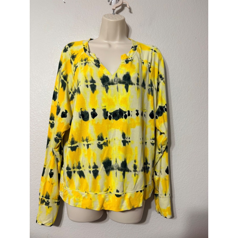Cabi Atomic Lounger Set Yellow Black Tie Dye Top L Pants XL 2 Piece Lounge Set - Picture 3 of 16